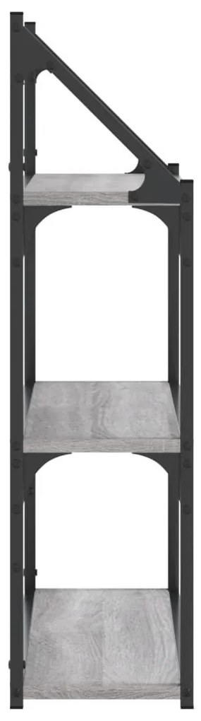 3 szintes szürke sonoma színű szerelt fa fali polc 60x21x78,5cm