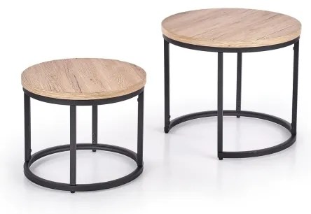 2 db JENO dohányzóasztal szett, tölgy/fekete