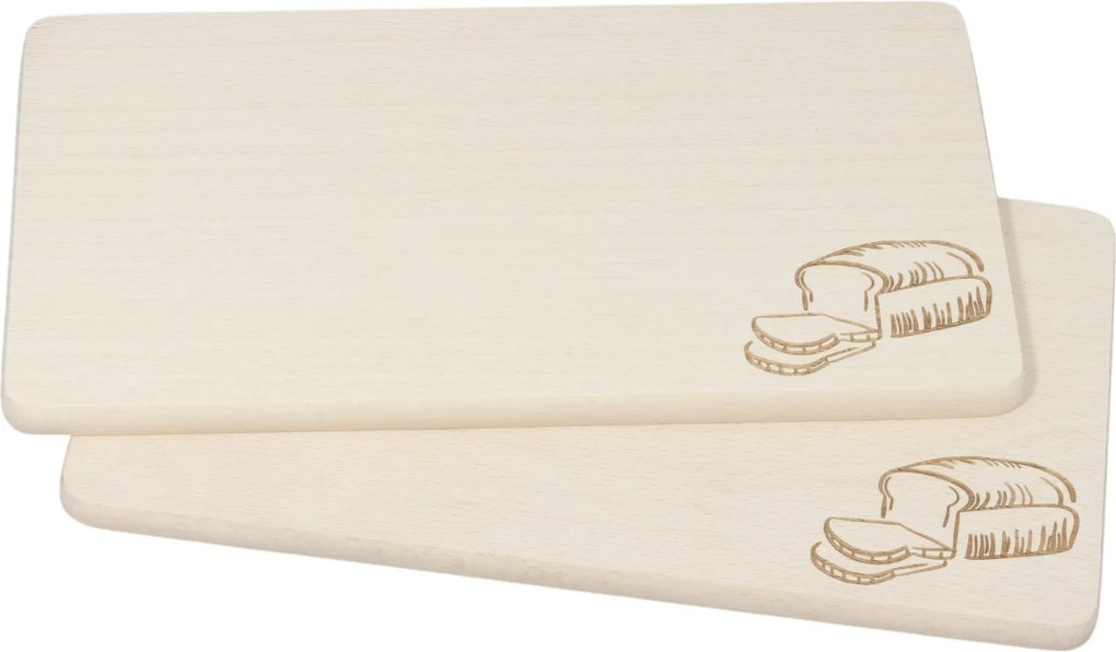 Mini Vágódeszka Gravírozott Konyhai Kenyér Fa 22x12x1cm 2 db,