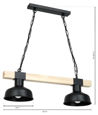 Csillár láncon FARO 2xE27/60W/230V