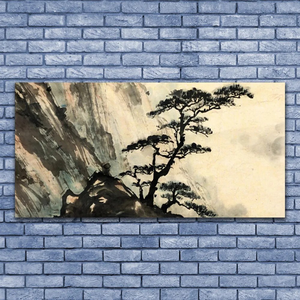 Fali üvegkép Festett fa Art 120x60cm