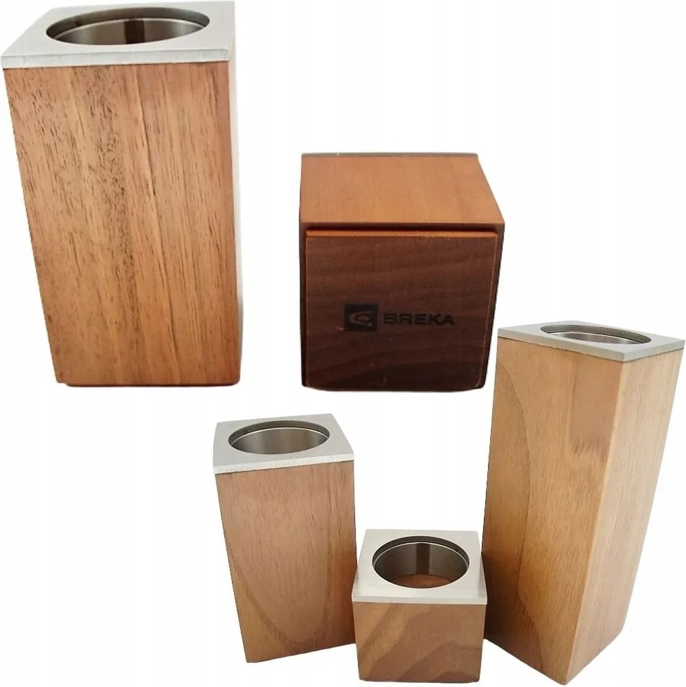 Fa Közepes Gyertyatartó Magasság 10cm Szélesség 5,5cm Dió Breka