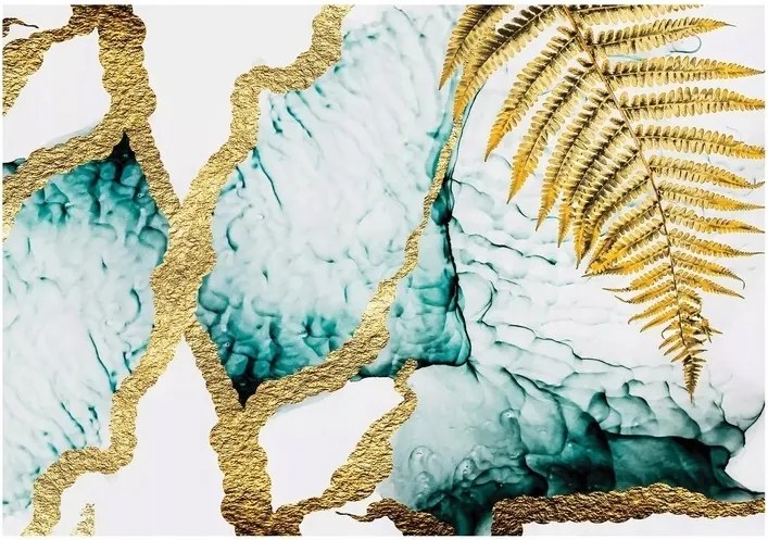 Fotótapéta Márvány utánzat Arany levelek 3D 520x318