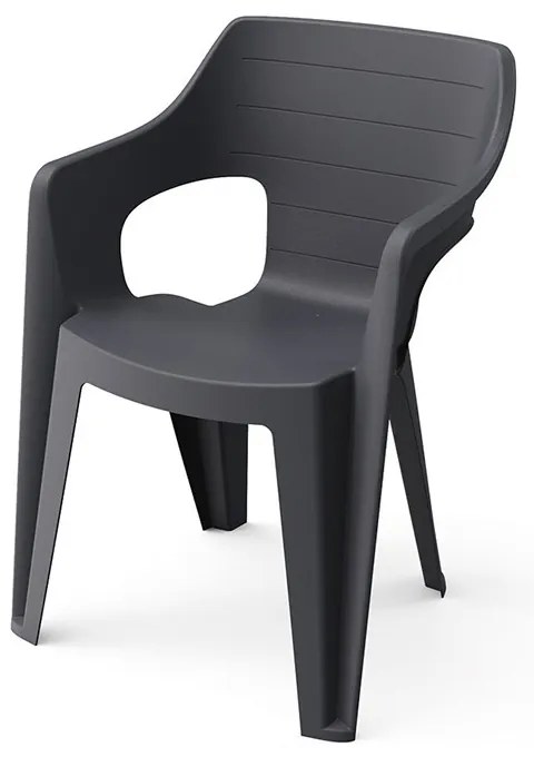 Bilboa Iowback műanyag kartámaszos kerti szék fekete