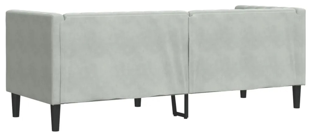 3 személyes világoszöld bársony Chesterfield kanapé párnákkal