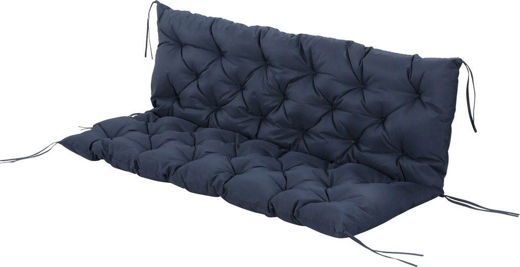 Outsunny 3 személyes padpárna 150 x 98 x 8 cm ülőpárna hevederekkel háttámla párnával beltéri/kültéri használatra kerti padhoz kerti bútorhoz függőszé