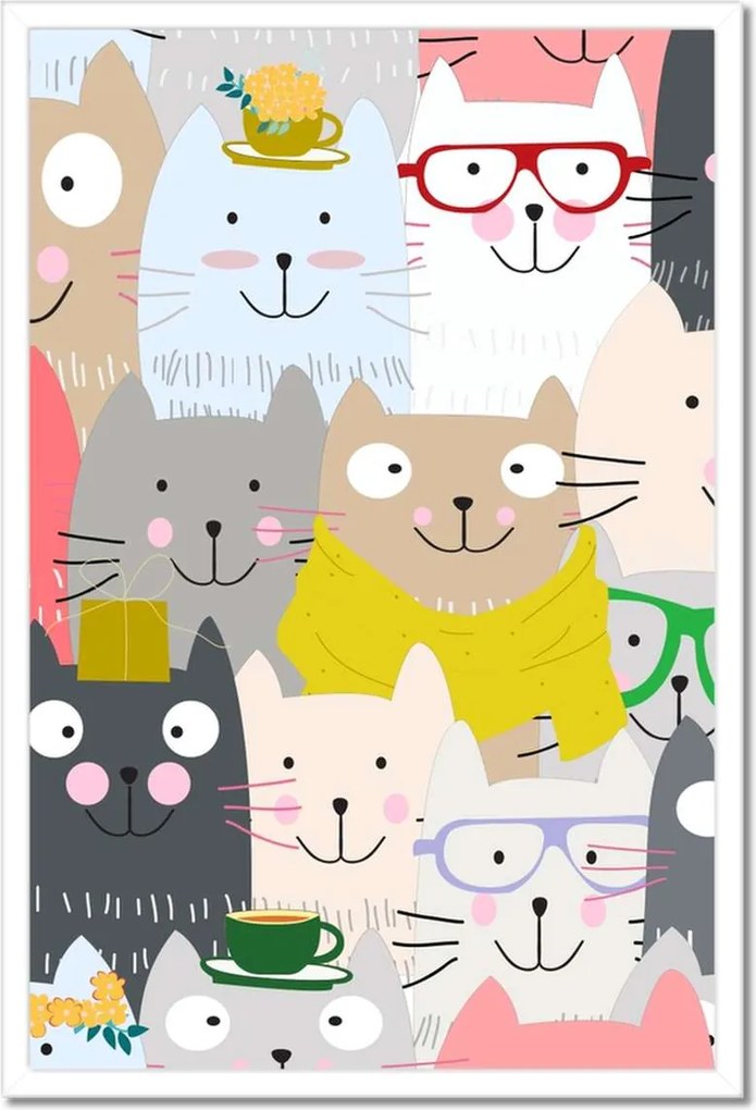 Poszterek keretben 40x60 Vicces macskák mix