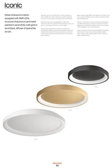 Redo 01-2670 - LED Dimmelhető mennyezeti lámpa ICONIC LED/50W/230V átm. 58 cm arany