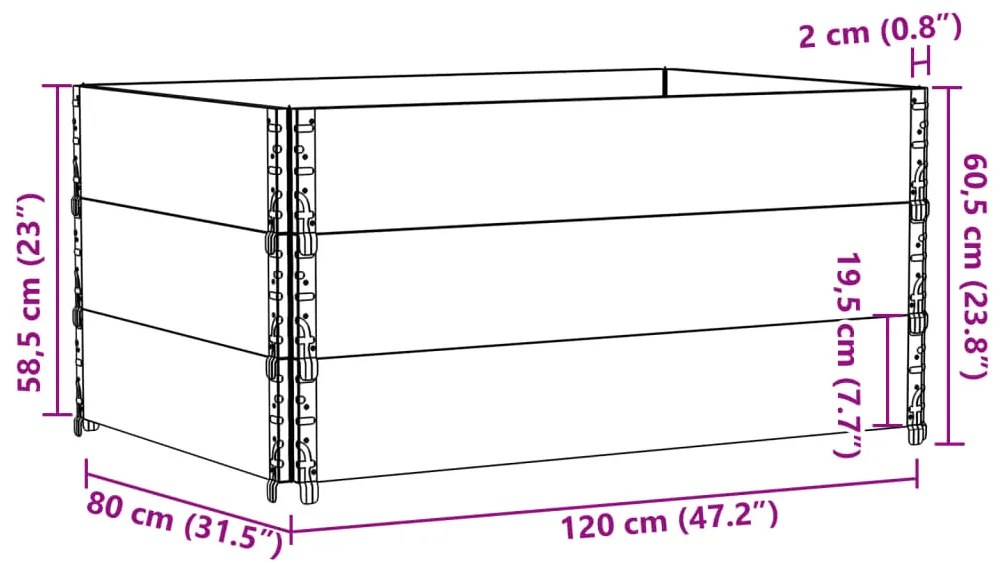 vidaXL fekete tömör fenyőfa kerti növénytartó 120 x 80 cm