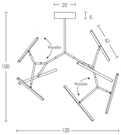 Zambelis 2072 - LED Dimmelhető csillár rúdon LED/68W/230V fekete