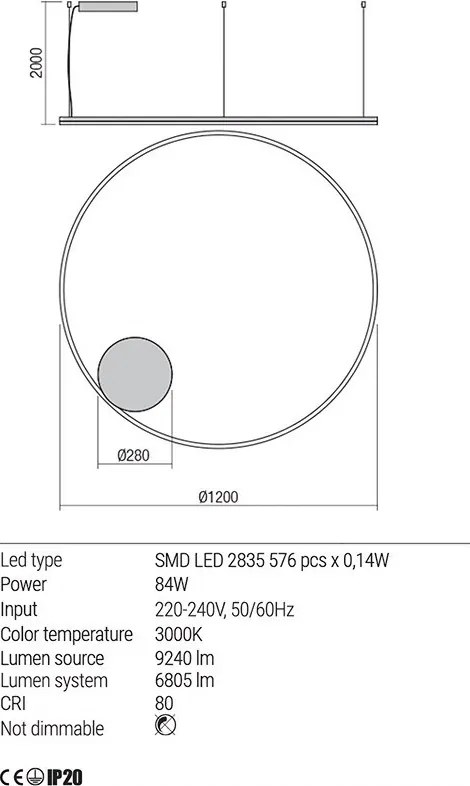 REDO 01-1951-TRIAC ORBIT Modern Led Függesztett Lámpa LED IP20