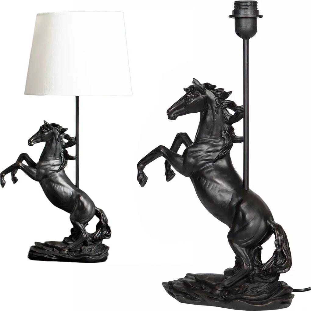 Asztali Lámpa Éjszakai Ló E27 50cm Lóval Fekete Otthoni Dekoráció