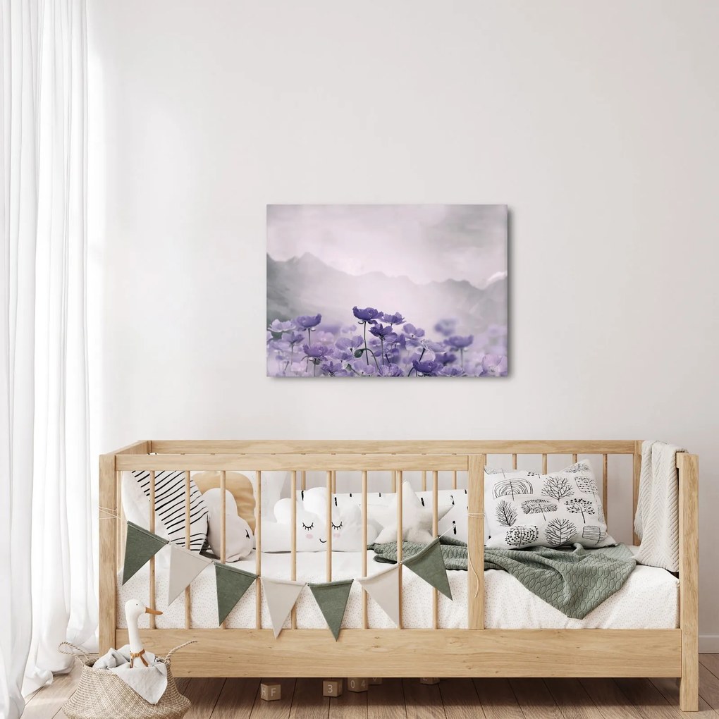 Kép - Lila virágok a hegyekben (70x50 cm)