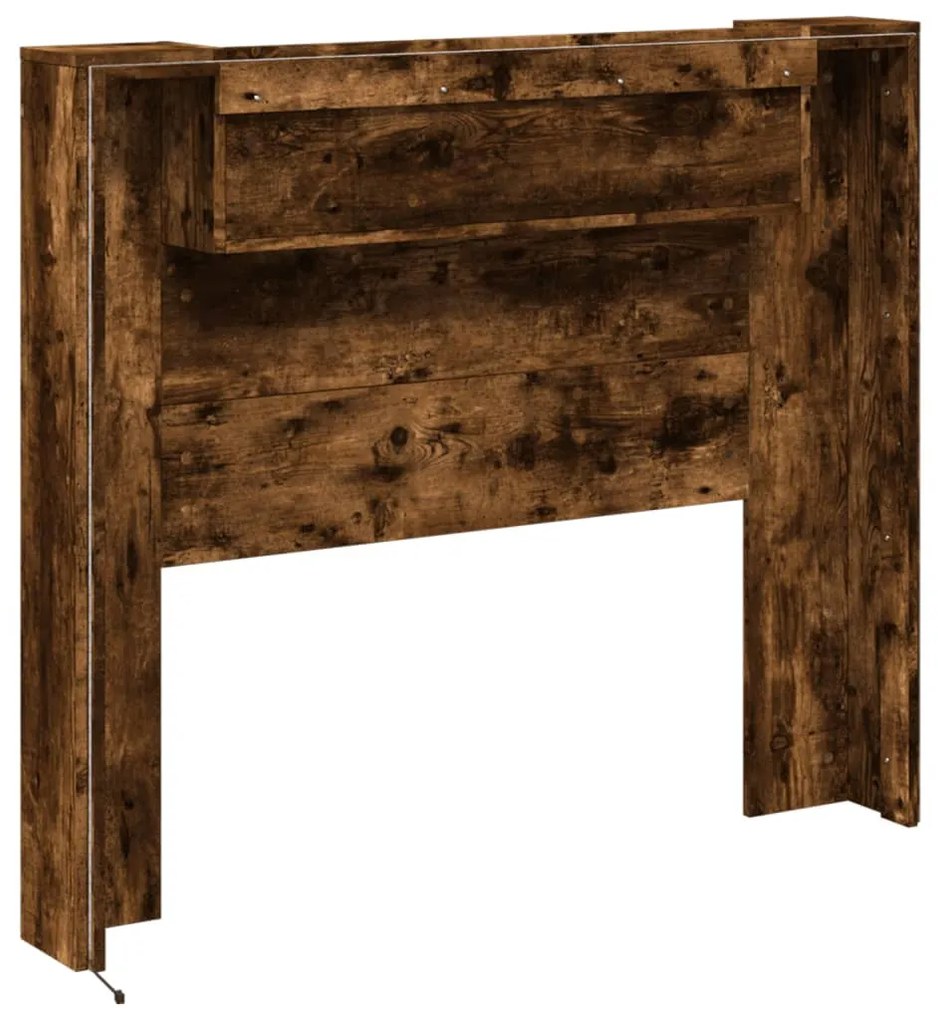 füstös tölgy színű áthidalószekrény LED-ekkel 120x16,5x103,5 cm