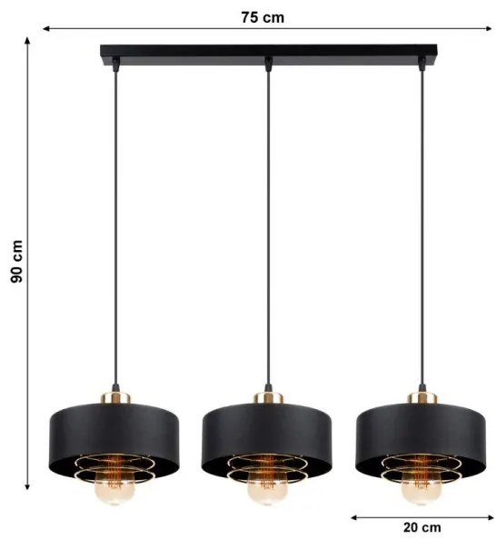 Csillár zsinóron VEST 3xE27/60W/230V