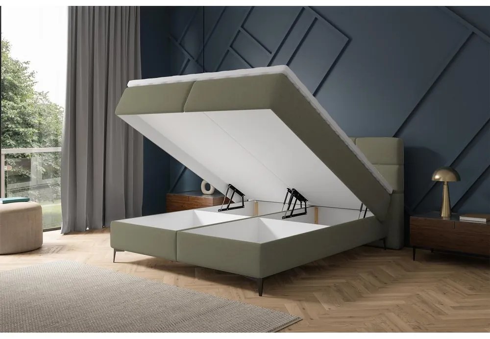 Kontinentális franciaágy 180 cm Riviera 180 (ágyráccsal és matraccal) (tárolóhellyel) (zöld + fekete). Akció -15%. 1099640