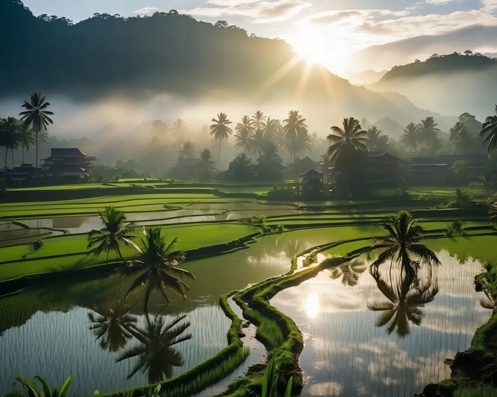 Poszter 50x40cm Hajnal a teraszok felett