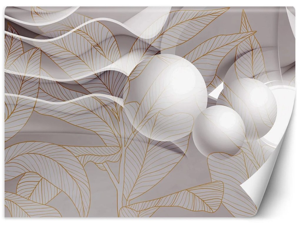 Gario Fotótapéta Arany levelek és golyók Anyag: Vlies, Méret: 400 x 280 cm