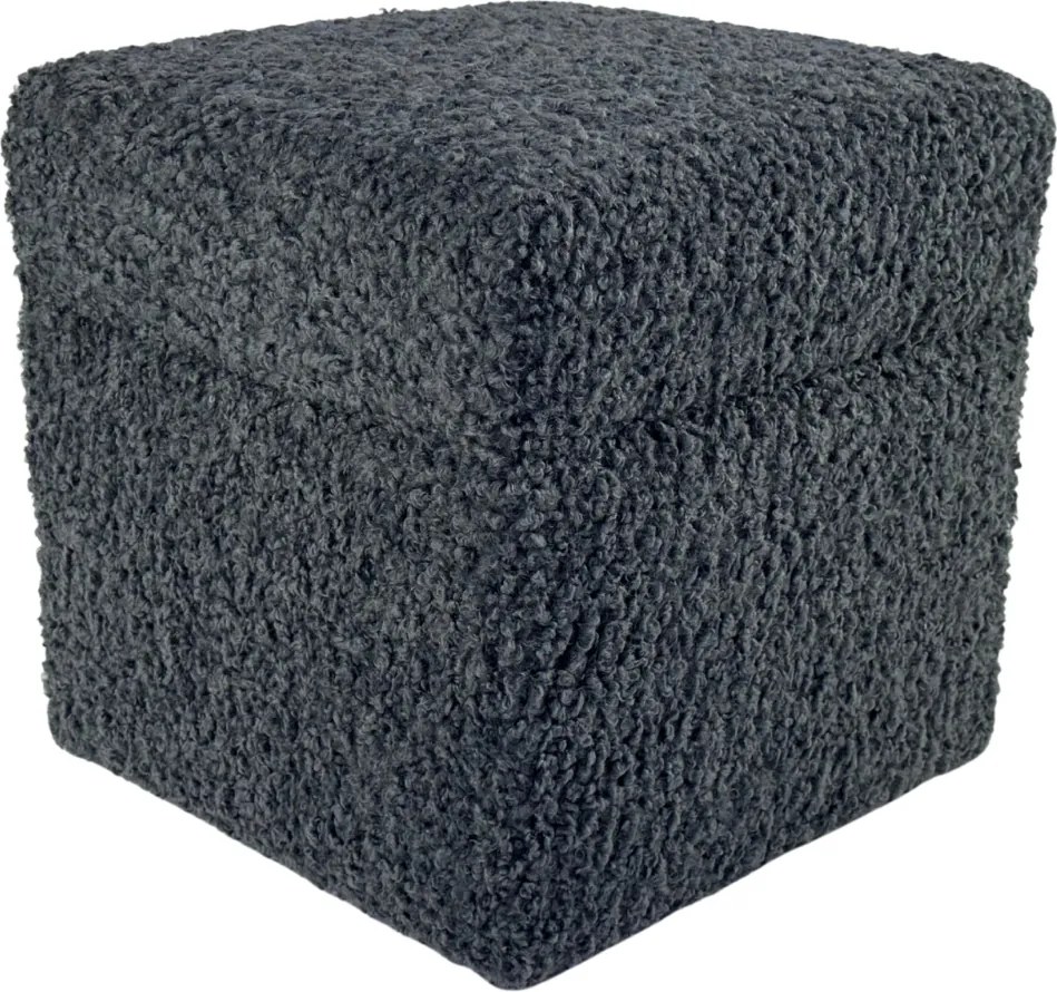 Négyzet alakú nyitható puff rolf teddy bouclé bárány szín sötétszürke