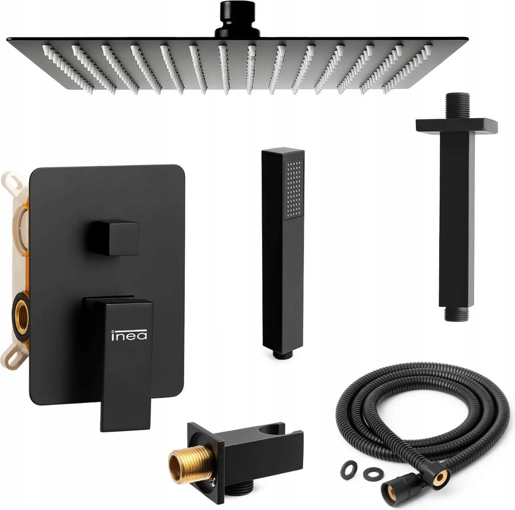 Fekete Mennyezeti Süllyesztett Zuhanyszett Nagy Mennyezeti Esőztetővel