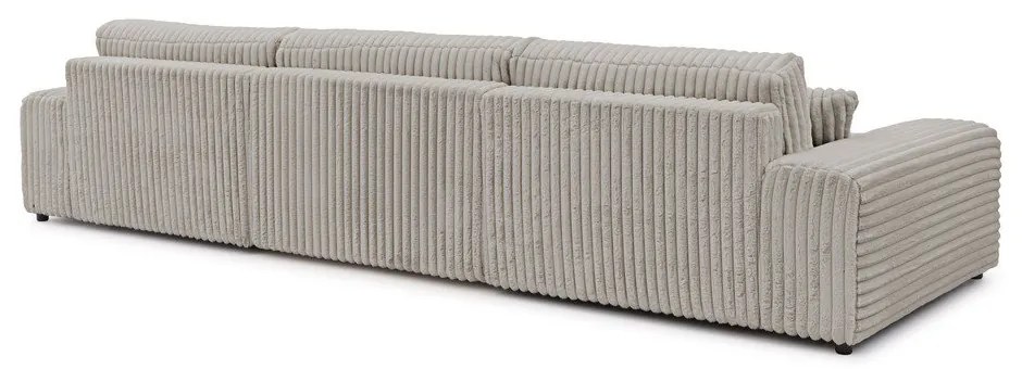 Világosszürke kordbársony kinyitható-tárolóhelyes sarokkanapé (U alakú) Sarina – Ropez