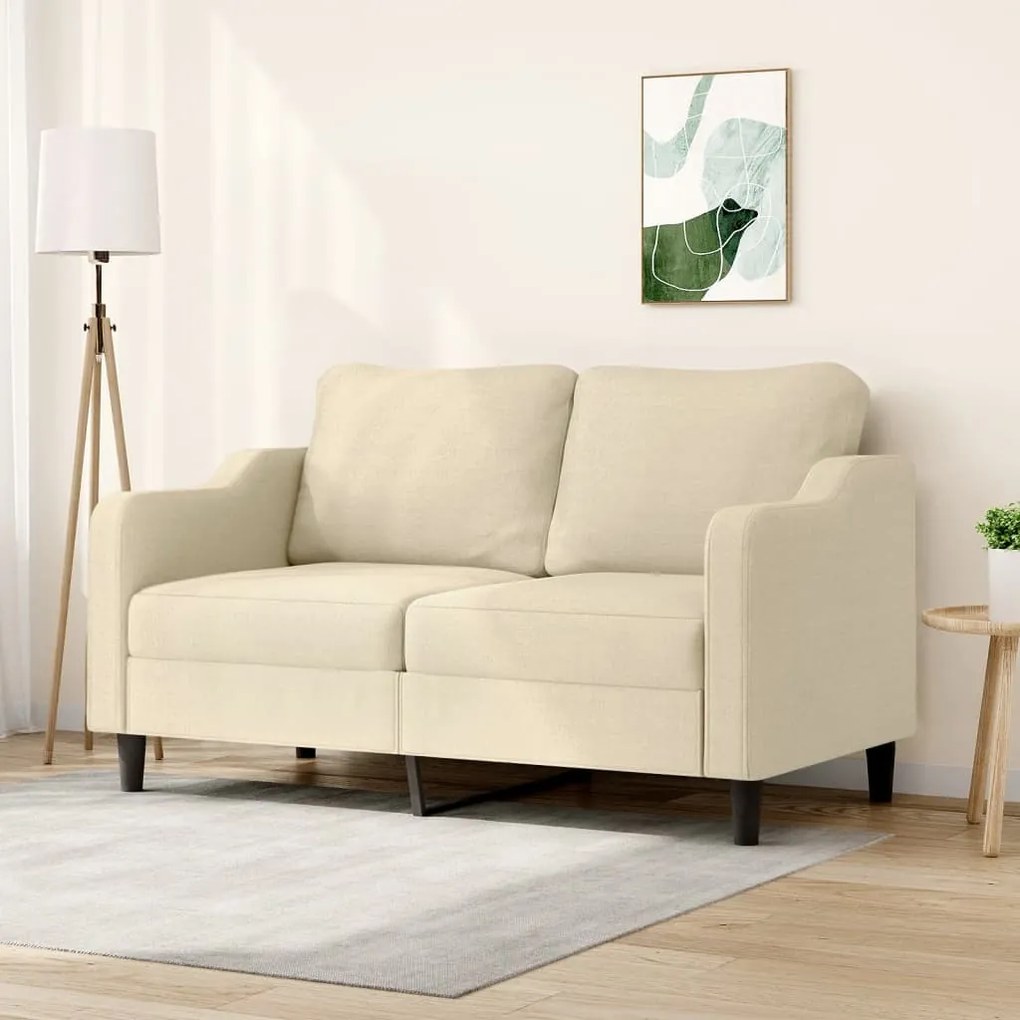 kétszemélyes krémszínű szövetkanapé 140 cm