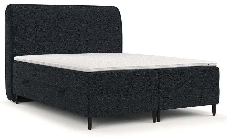 Fekete ágyneműtartós boxspring ágy 160x200 cm Melba – Maison de Rêve