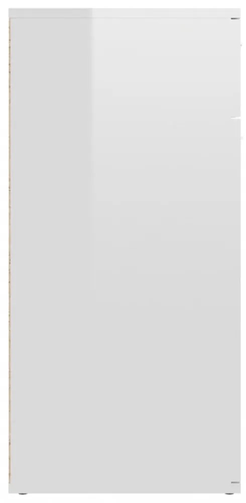 magasfényű fehér szerelt fa tálalószekrény 80 x 36 x 75 cm
