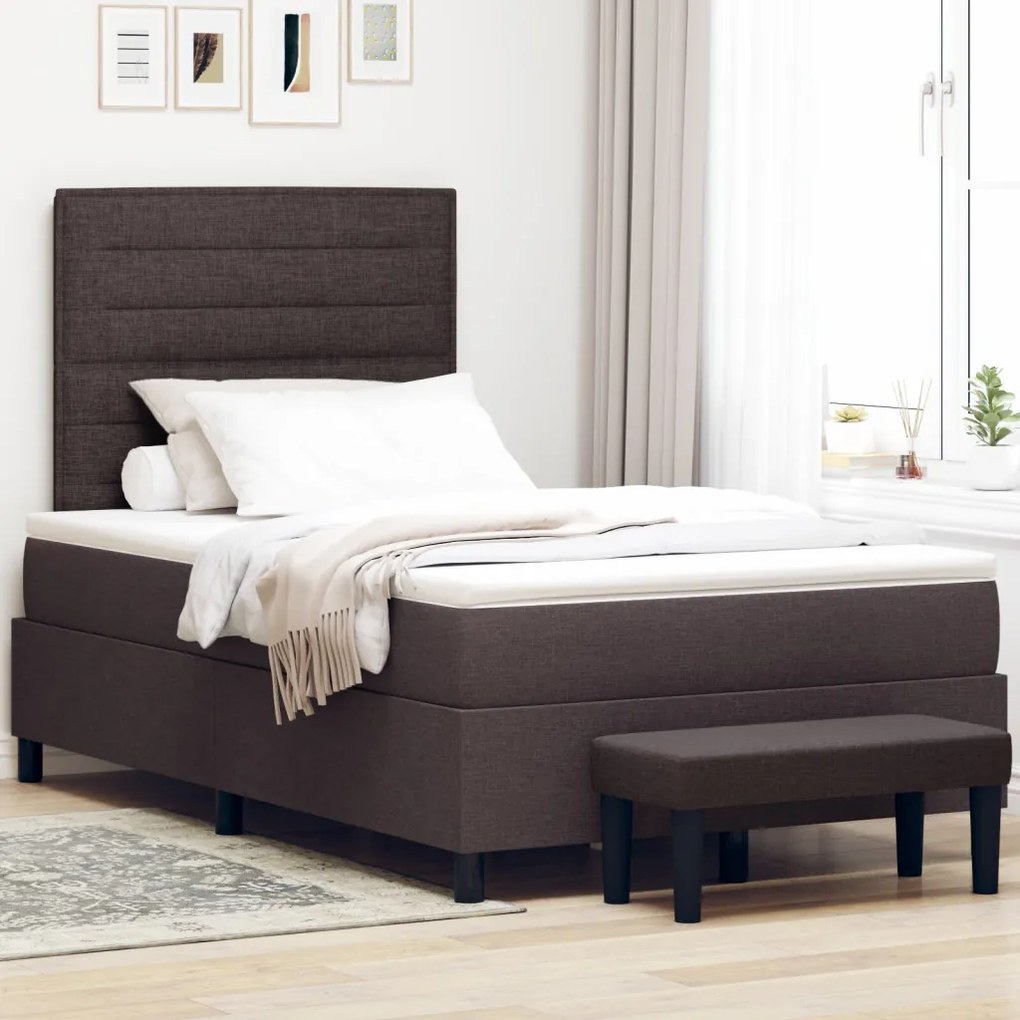 Box Spring Ágy Matrac &amp; Pad Sötétbarna 120x190 cm Szövet
