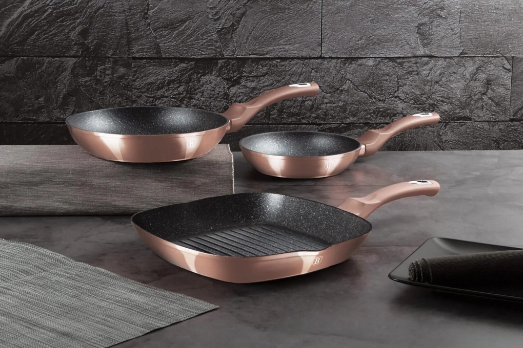 Indukciós 3 részes serpenyő készlet Metallic Line Rose Gold Edition Berlinger Haus