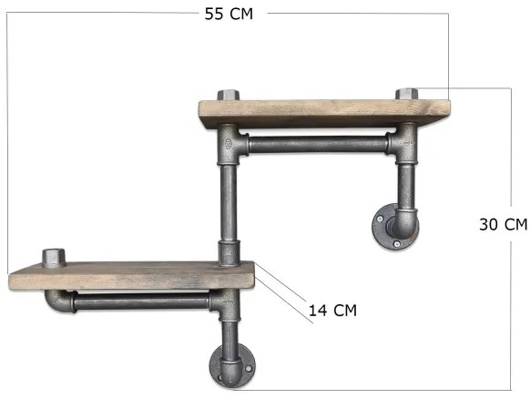 Fali polc BORURAF 30x55 cm fenyő