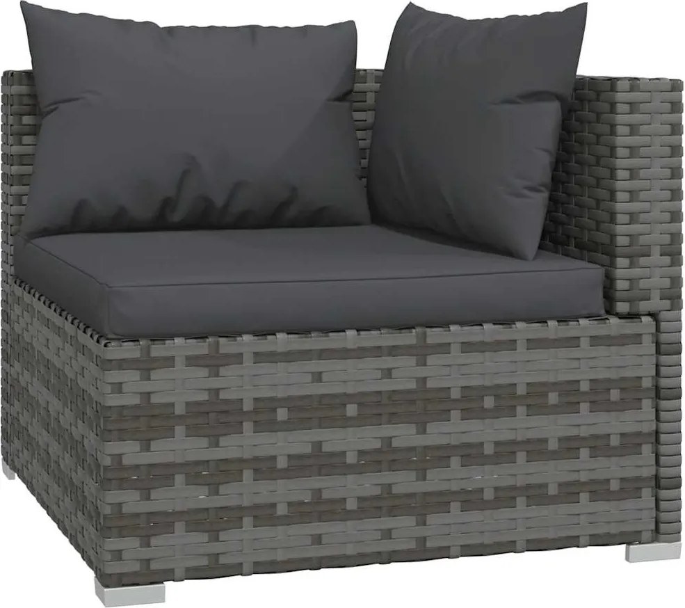 6 részes szürke polyrattan kerti ülőgarnitúra párnákkal