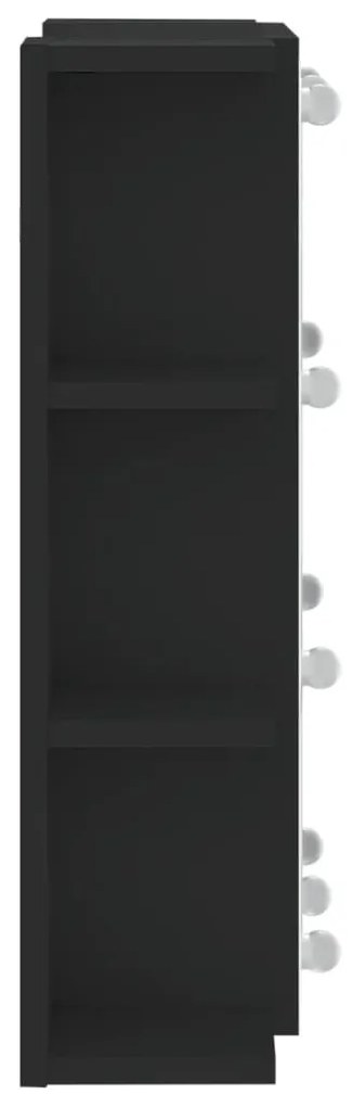 fekete tükrös szekrény LED-ekkel 70 x 16,5 x 60 cm