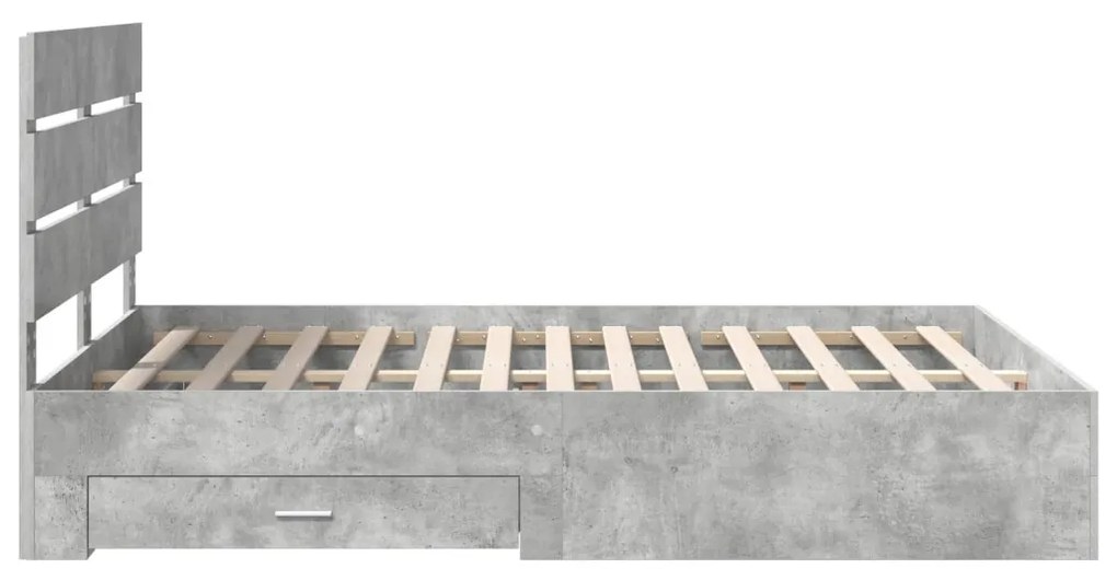 vidaXL Ágykeret fiókkal fejtámlával Beton Szürke 160 x 200 cm Faanyag