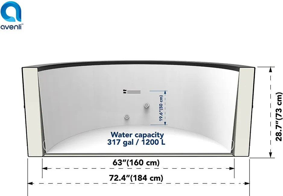 Avenli Saipan fekete bőrhatású dézsa jakuzzi, 184 × 73 cm, 1200 l