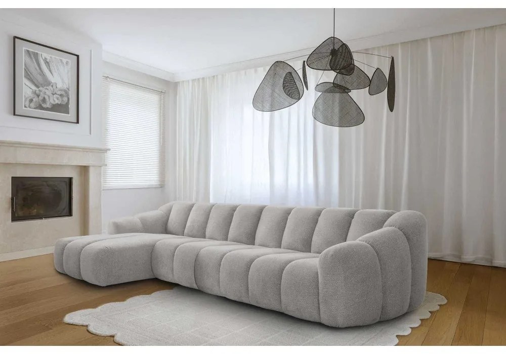 Világosszürke sarokkanapé (bal oldali-heverő résszel) Shell – Miuform