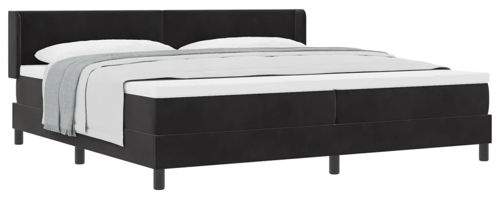 Boxspring Ágy Mattal Fekete 200x200 cm Bársonyos