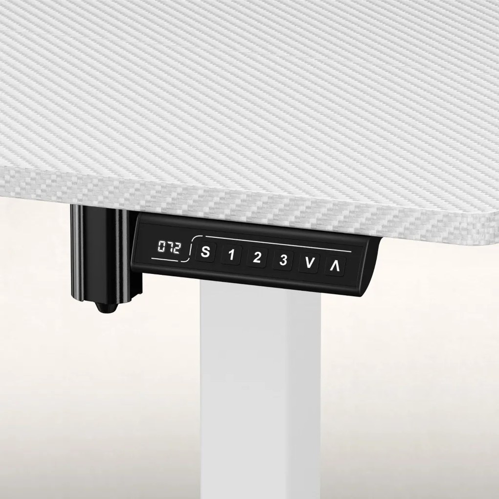 Elektromos állítható magasságú íróasztal, memória funkcióval, 120 cm x 60 cm, fehér