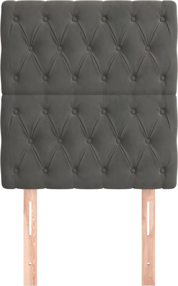 sötétszürke bársony fejtámla 80x7x118/128 cm