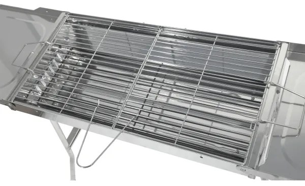 Hordozható faszén grill fényes króm