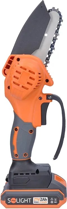 Akkumulátoros láncfűrész - tartozékok és praktikus láda - Solight RNP100A1 - 21 V - sín 127 mm