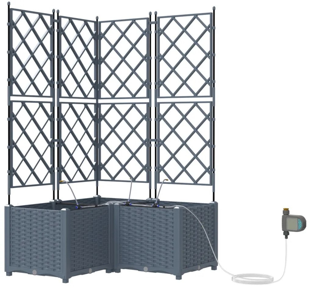 Kerti ültetők Világosszürke 80 x 80 x 142 cm Acél