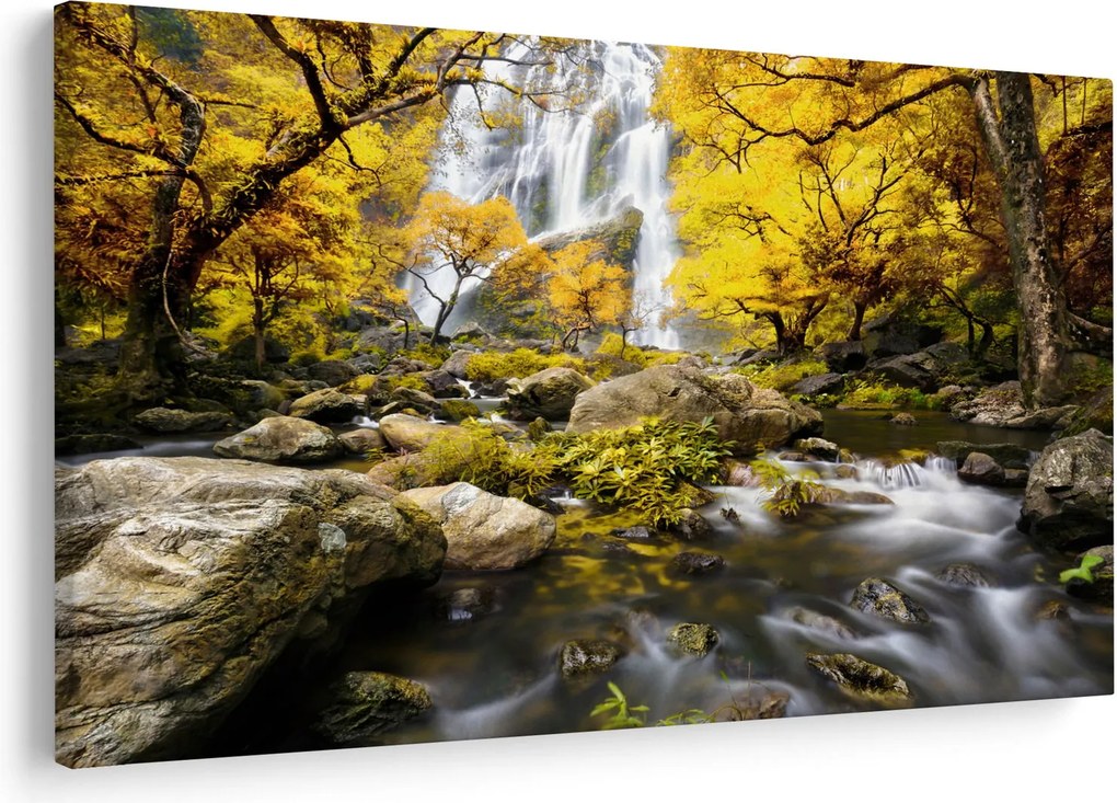 Kép - Vízesések őszi tájban, sárga (90x60 cm)