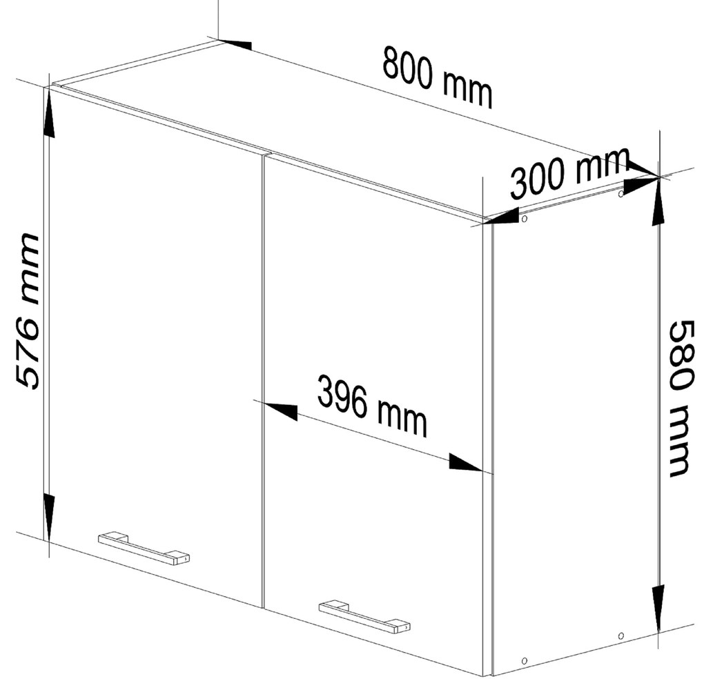 Felső konyhaszekrény Ozara W80 H580 (fehér). 1069132