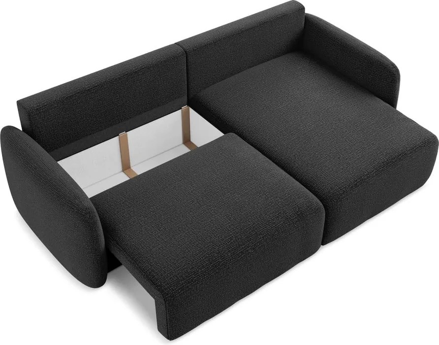 Fekete kinyitható-tárolóhelyes sarokkanapé (jobb oldali) Kalena – Makamii