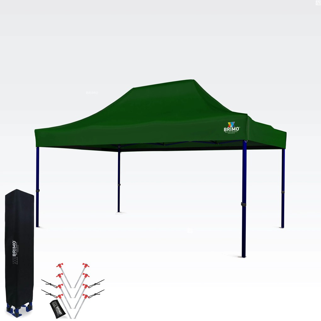 Kiállítási sátor 3x4,5m (45mm acél) | Gyors összeszerelés, hosszú élettartam - 3 oldalfal nélkül - Zöld