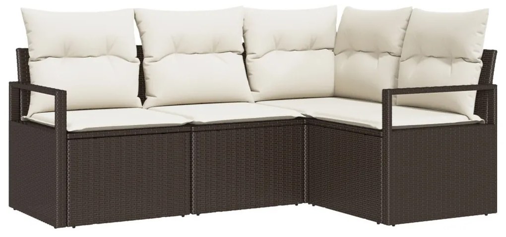 Kerti Kanapé Szett 4 pcs Barna Poli rattan