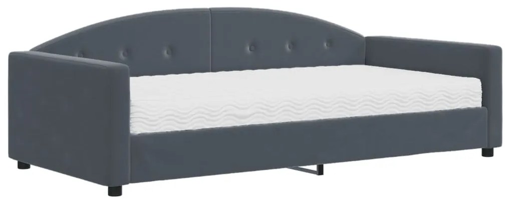 sötétszürke bársony heverő matraccal 100 x 200 cm