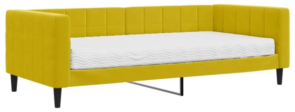 sárga bársony heverő matraccal 90 x 200 cm