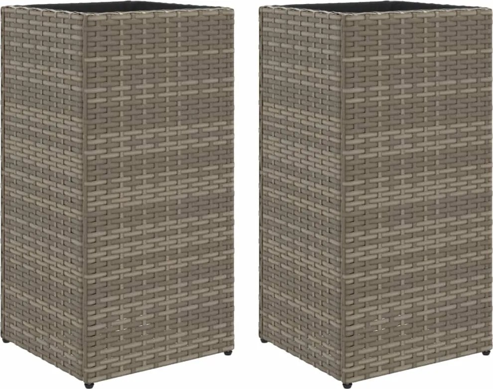 vidaXL 2 db szürke polyrattan kerti ültetőláda 30x30x60 cm